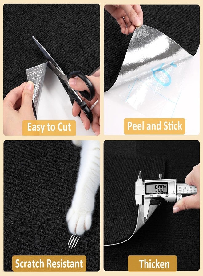 ReWallpaper Cat Scratch Mat Black Self Adhesive Trimmable Anti Scratch Furniture Protector for Sofa Wall Chair Tower Post Covering Easy to Cut Durable Cat Carpet Roll Claw Guard Pet Safe 12in x 6.5ft - Image 4